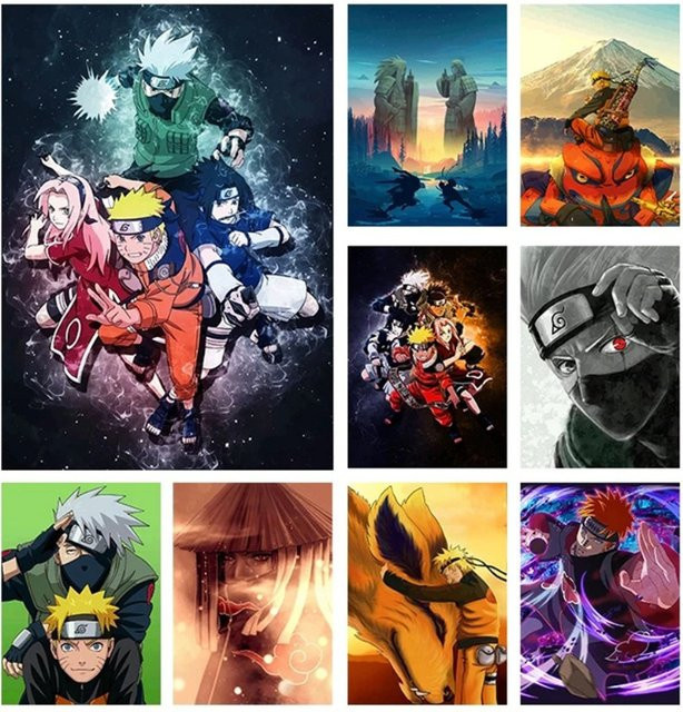 KAYOU Naruto Sasuke Anime Leinwandgemälde, rahmenloses Poster in Multicolour für deine Dekoration - Bild 1