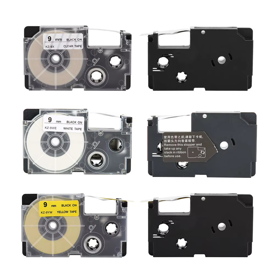 Casio Klebebandkartusche für Etikettendrucker, 9 mm, Gelb, Thermaldruck für Casio CW L300, L60, L120, L170, L780, L820 - Bild 3