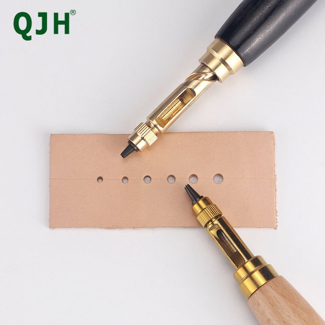 QJH Japanischer Schraubenstanzer-Werkzeugsatz mit 6 Spitzen in Gelb, Größe 1,5 mm bis 4 mm für Lederhandwerk, Papier und Buchbinden - Bild 1