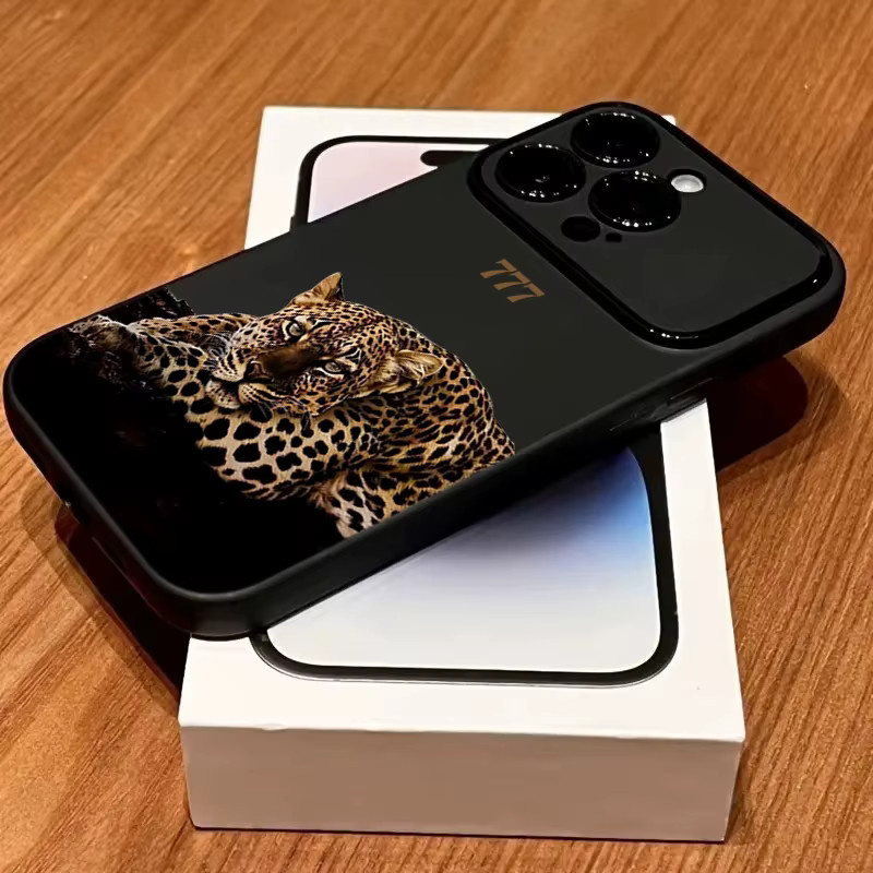 Stoßfeste Silikon-Handyhülle mit Leoparden- und 777-Buchstabenmuster für Apple iPhone, Farbe: Schwarz - Bild 2