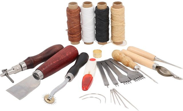 Igeteck Lederhandwerkswerkzeuge Set in Multicolour für DIY-Reparatur, Nähen, Stanzen und Schneiden - Bild 1