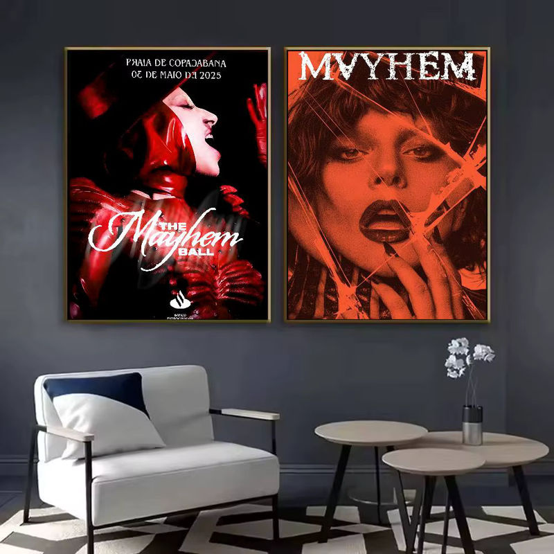 SingerPoster Klebriger Wandkunstdruck Lady Gaga Mayhem, wasserfestes Wandbild in Mehrfarbig, modernes ästhetisches Dekor für Wohnzimmer und Schlafzimmer - Bild 5
