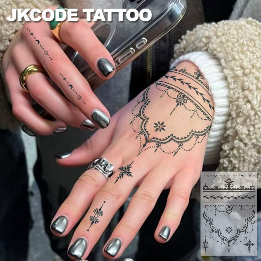 JKCODE TATTOO Mini-Finger-Tattoo-Aufkleber, 2-teiliges Set, Unisex - Bild 2