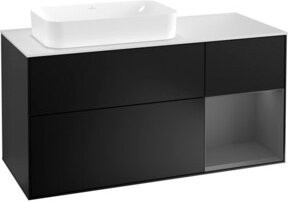 V&B Waschtischunterschrank Finion mit Wandbeleuchtung, Blau lackiert, B/T/H: 120 x 50,1 x 50,1 cm - Bild 1