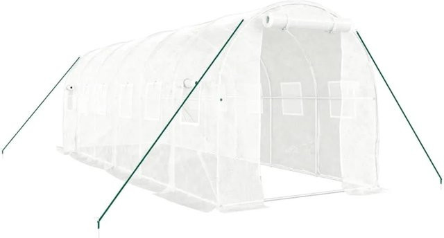 Furnicato Gewächshaus mit Stahlrahmen in Weiß, Fläche: 12 m², B/T/H: 6 x 2 x 2 m - Bild 1