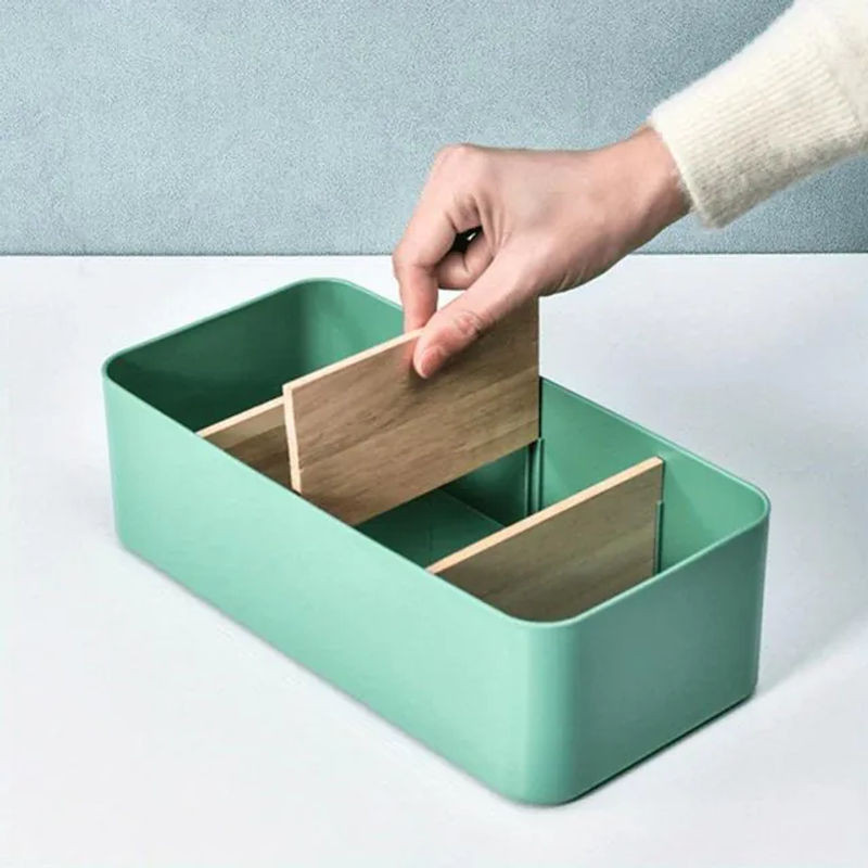 Aufbewahrungsbox aus Bambusholz in Grün für Kosmetik und Fernbedienungen, XYKK01 - Bild 1