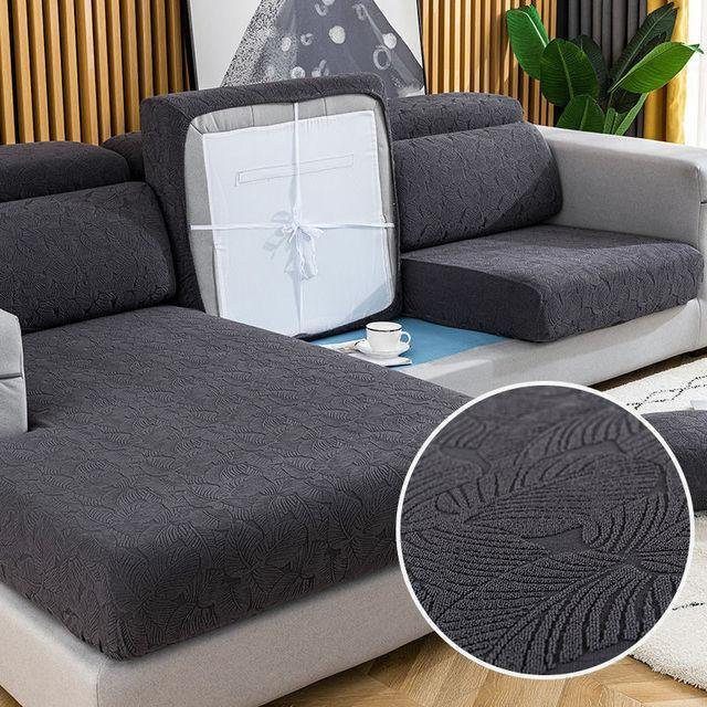 Yiran Furniture Elastischer Sofa-Sitzbezug für Ecksofas und Sessel, Grau, Polyester-Elasthan-Mischung - Bild 1