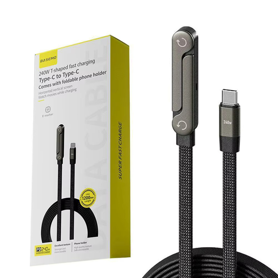 Eelhoe 2-in-1 Faltbares Multi-Ladekabel mit Typ-C und 240W Schnellladung in Schwarz - Bild 4
