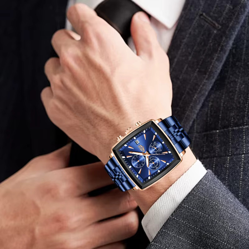 LIGE Armbanduhr Quarz, Edelstahl, Blau, Herren - Bild 6