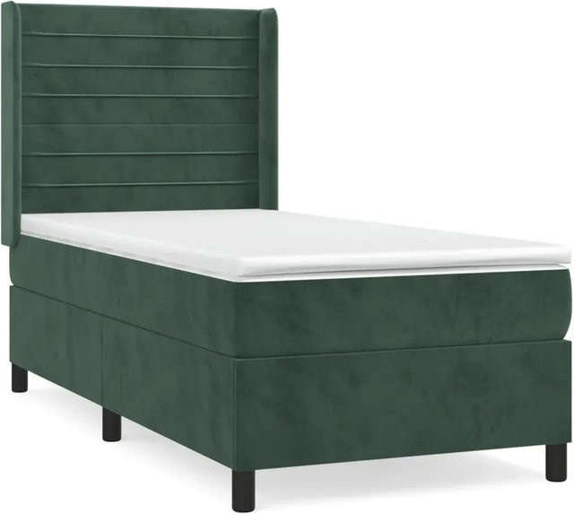 vidaXL Boxspringbett mit Matratze Dunkelgrün Samt B/T: 90 x 190 cm - Bild 1