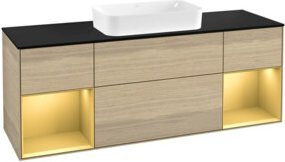 V&B Waschtischunterschrank Finion Wandbeleuchtung in Eiche Oak und Beige, Breite: 160 cm, Tiefe: 50,1 cm, Höhe: 50,1 cm - Bild 1