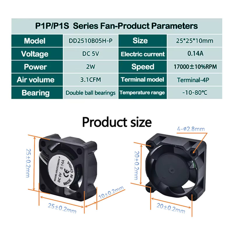 Bambu Lab Hotend-Lüfter für P1P, P1S und X1 Modelle, Schwarz - Bild 5