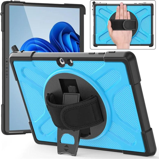 Stoßfeste 360 Grad drehbare Schutzhülle für Microsoft Surface Pro 11 10 9 8 und Surface Go 4 3 2 1 in Blau - Bild 1