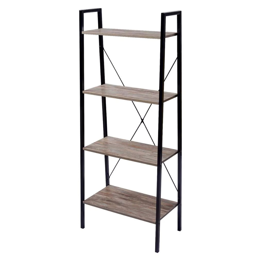 WOLTU 4-stufiges Leiter-Bücherregal aus Holz in Eiche mit Schwarz, B/T/H: 60 x 35 x 148 cm - Bild 2