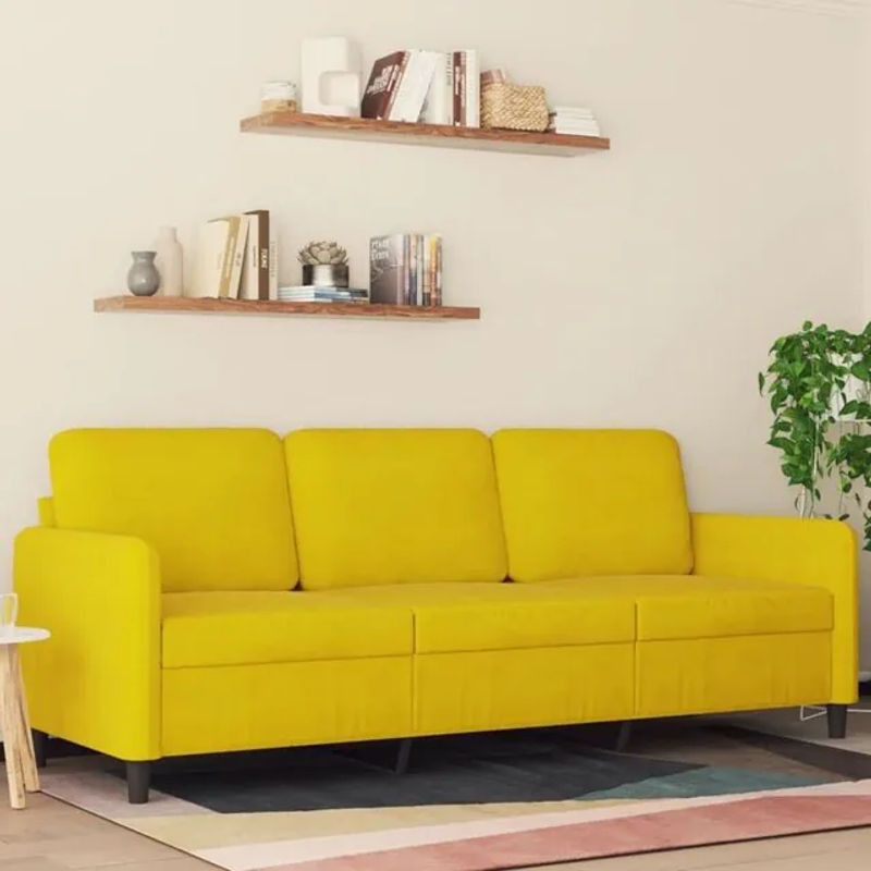 Modernes 3-Sitzer-Sofa von Vidaxl aus Samt in Gelb mit einer Breite von 180 cm - Bild 1