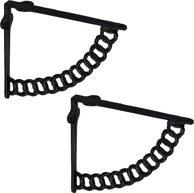 Relaxdays Regalträger 2er Set aus Gusseisen in Schwarz, B/T/H: 17,5 x 4 x 21 cm - Bild 1