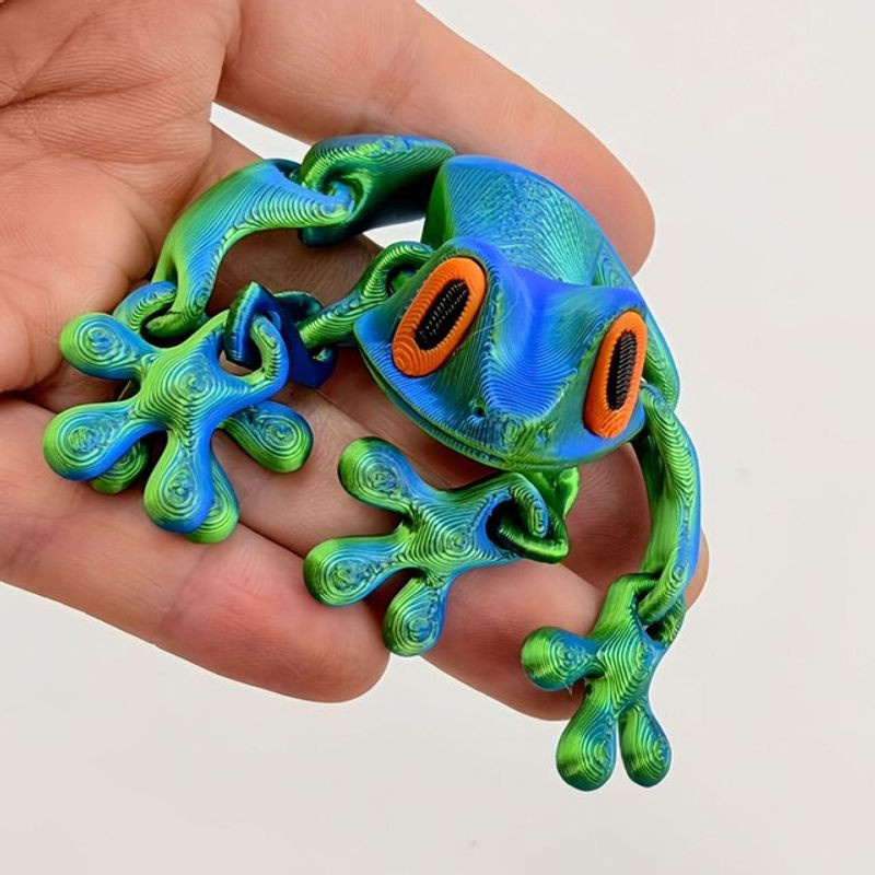 Topmix Froschfigur mit magnetischen beweglichen Gelenken als Stressspielzeug und Kühlschrankmagnet in Multicolor, Höhe: 12 cm - Bild 1