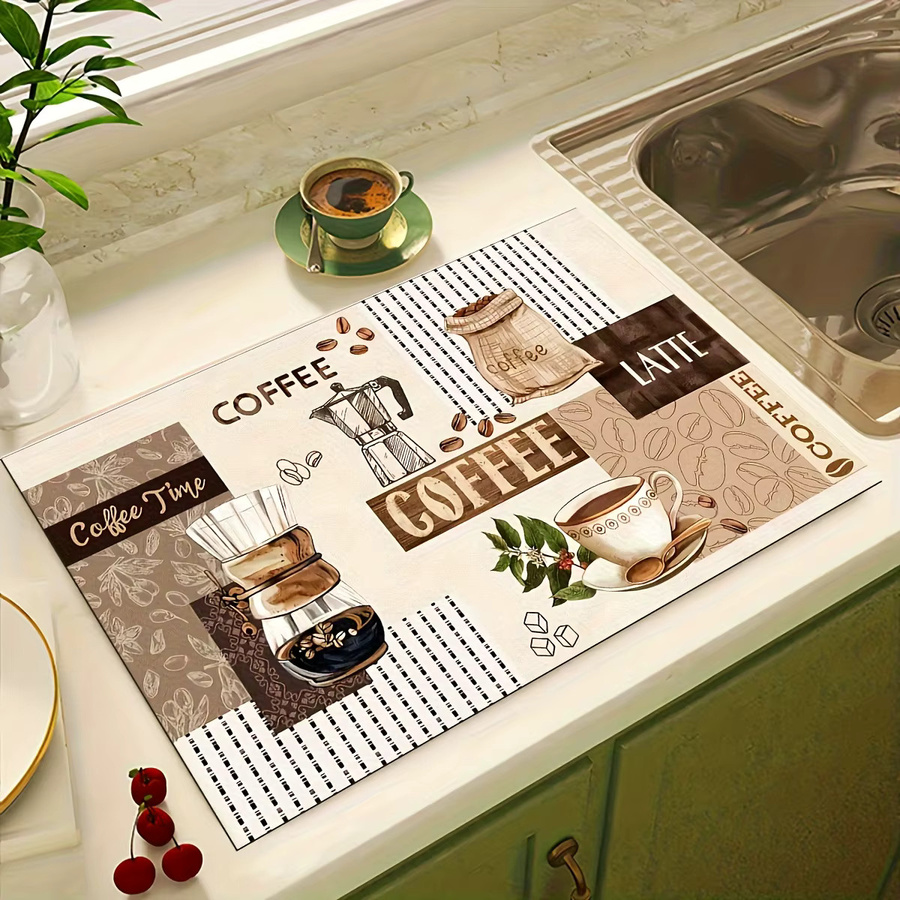 VIKAMA Kaffee-Trockenpads mit verschiedenen Kaffeemustern in Multicolour, wasserabsorbierend zur Inneneinrichtung - Bild 2