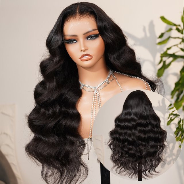 FIUMER Echthaar Perücke, Body Wave, 30 Zoll, 200 Dichte, Lace Frontal - Bild 1