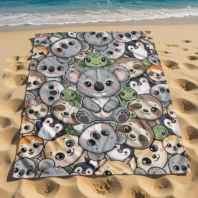 Schnelltrocknendes Mikrofaser-Strandtuch von JMG Household Supplies mit Koala, Faultier oder Pinguin Aufdruck, sandfrei und weich, Breite: 40 cm, Höhe: 60 cm - Bild 1
