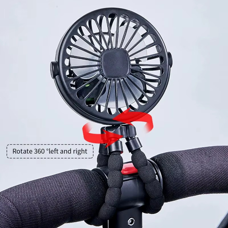 Tragbarer Octopus Fan Handheld-Lüfter mit Handyhalterung und USB-Aufladung, Schwarz, B/T/H: 21,0 x 21,0 x 9,5 cm - Bild 4