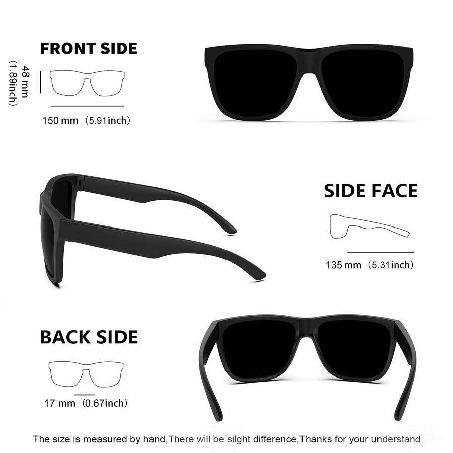 MAXJULI Z8246 Sonnenbrille, Quadratisch, Vollrand, TR90, Unisex, Black - Bild 4