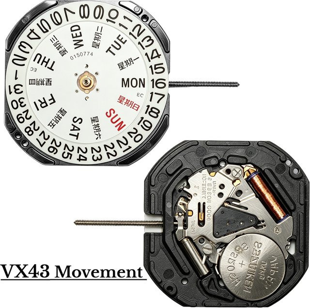 Epson Uhrwerk, Quarzwerk, Metall, Silber, Drei-Zeiger-Kalender - Bild 1