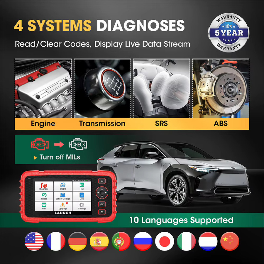 LAUNCH 2026 CRP129X Diagnosegerät Automotive OBD2 Scanner mit Vier-System-Diagnose in Rot - Bild 2