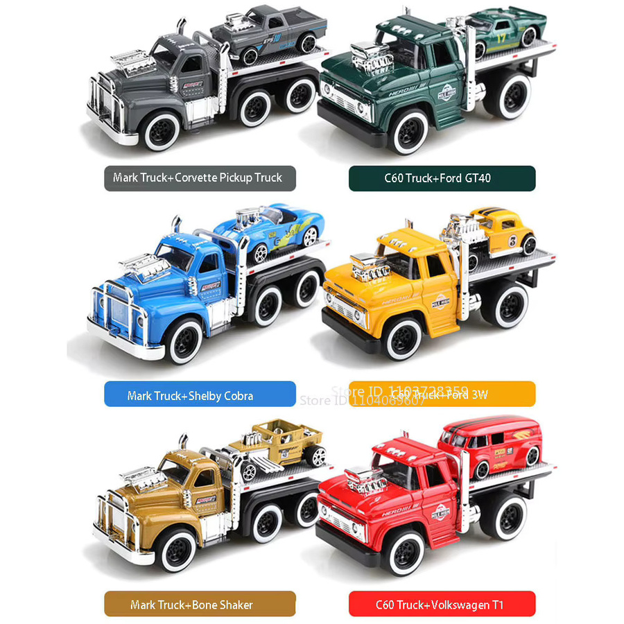MAKEDA Amerikanische Muskel Anhänger Modelle, Spielzeug Auto, 1:60, Metall, Gummi, mit Licht und Sound - Bild 2