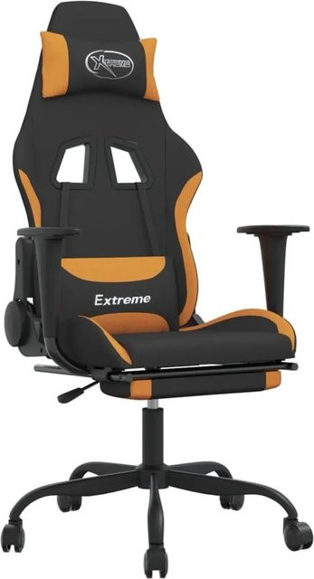 vidaXL Gaming-Stuhl mit Massagefunktion und Fußstütze in Schwarz und Orange mit Stoffbezug - Bild 1
