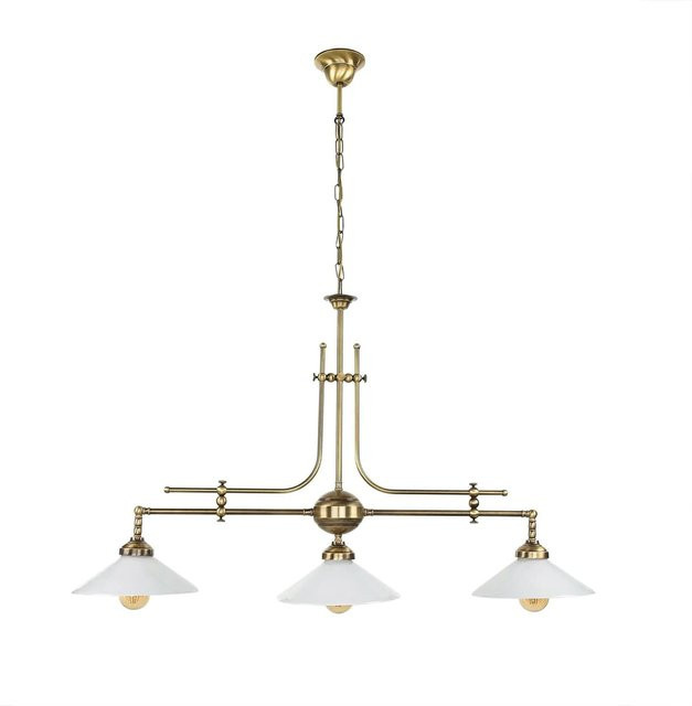 Licht-Erlebnisse Billardleuchte im Jugendstil aus Messing und Glas, 3-flammig, Farbe Gold/Messung/Bronze, Breite: 104,5 cm, Fassung E27 - Bild 1