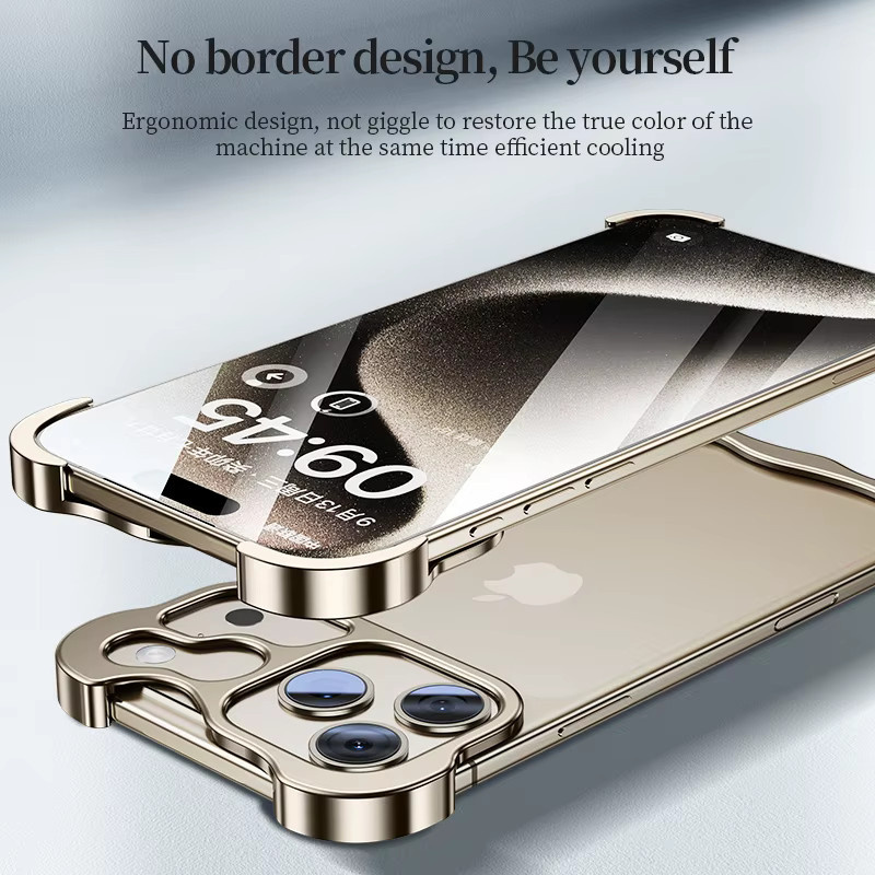 Stoßfeste Handyhüllenrahmen aus Metalllegierung für Apple iPhone 17 16 15 14 13 12 Pro Max Plus mit Objektivschutz in Silber und Gold - Bild 3
