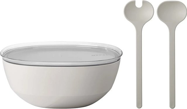 Mepal Silueta Servierschale mit Deckel und Salatbesteck in White, 5000 ml - Bild 1