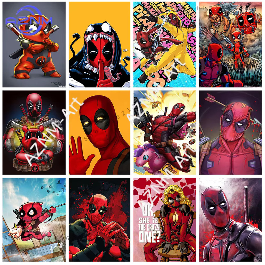 KAYOU Leinwandgemälde Deadpool Marvel-Spoof Wandkunst Mehrfarbig - Bild 1