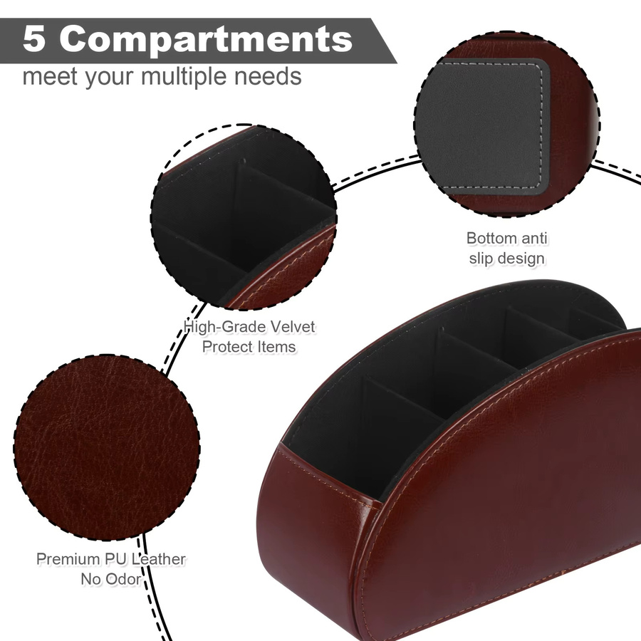 Desktop-Fernbedienungs-Organizer aus Kunststoff, 5-Fach-Aufbewahrungsbox in Schwarz, B/T/H: 20,0 x 10,0 cm - Bild 3