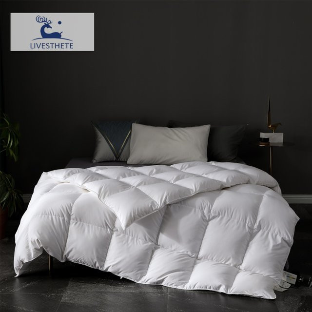 Liv-Esthete Luxuriöse Gänsedaunen-Bettdecke mit Baumwollschale, Weiß, B/T: 160 x 210 cm - Bild 1