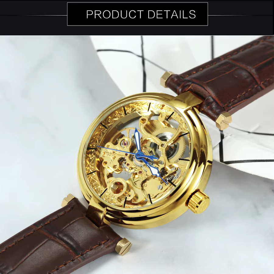 Forsining Armbanduhr, Automatik, Skeleton, Leder, Damen, Gold - Bild 3