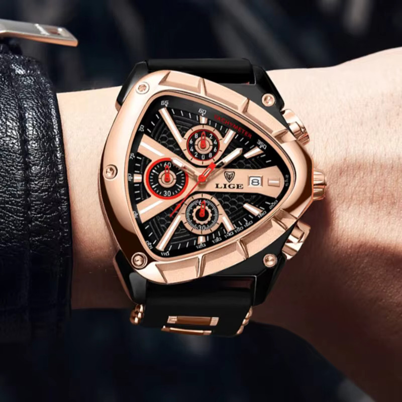 Lige Armbanduhr Quarz, Edelstahl, Schwarz, Herren - Bild 5
