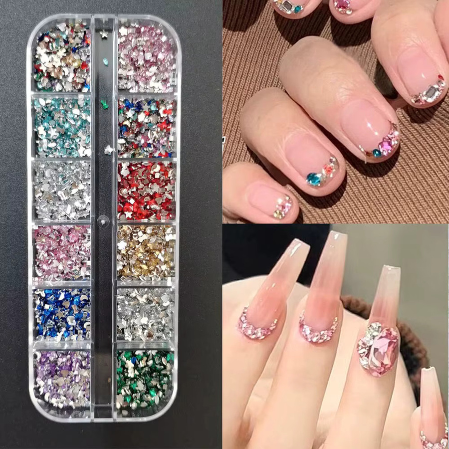 MAFANAILS Nail Art Strasssteine, 3D Mini Flatback, Gold/Silber/Weiß, Glänzend - Bild 2