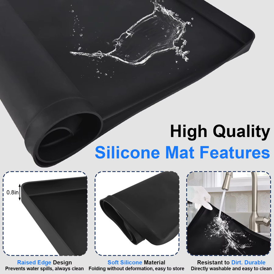 TOP-MAX Rutschfeste Silikonmatte als Bodenschutz für Kühlschrank und Waschmaschine, Schwarz Grau, B/T: 60 x 60 cm - Bild 2