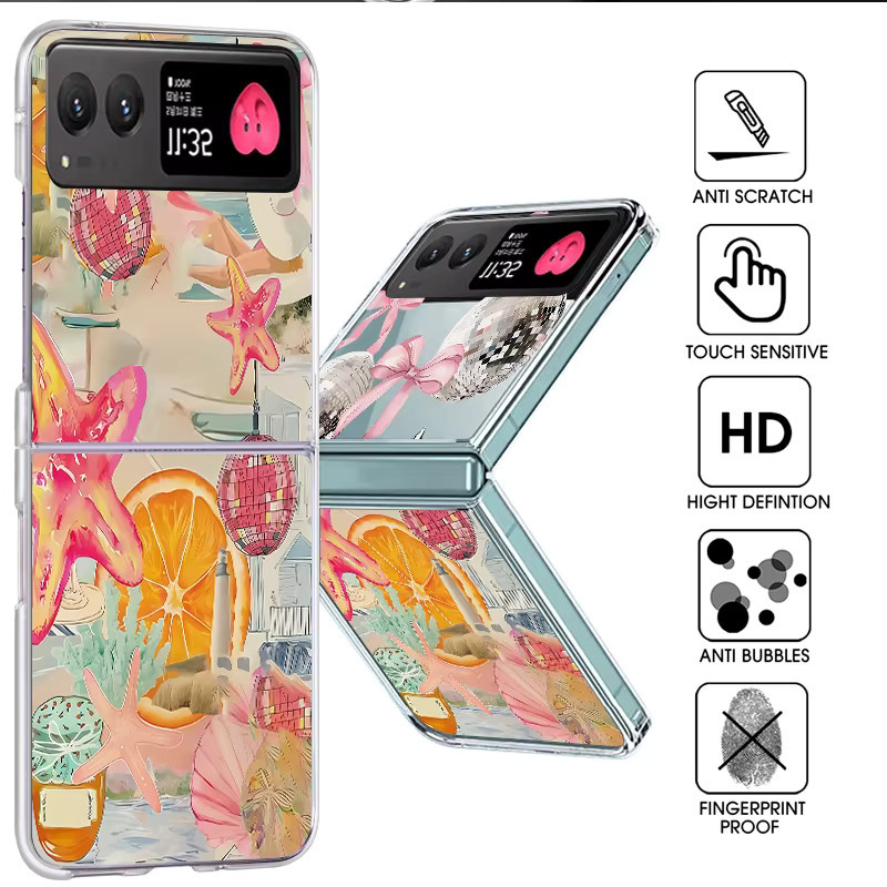 Stoßfeste Klapphülle mit Seestern-Lichtkugel-Aufdruck für Motorola Razr 60 50 40 Ultra in Bunt und Transparent - Bild 3