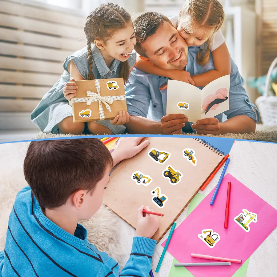 500 Stück Baufahrzeug Aufkleber Rolle in Multicolour als Belohnungsaufkleber für Kinder - Bild 2