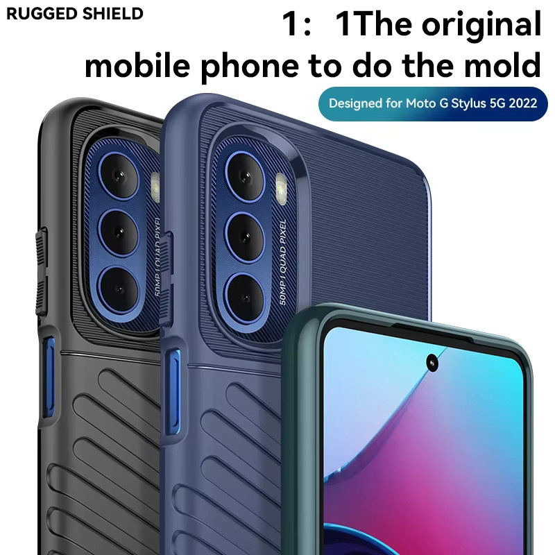 Stoßfeste Silikon-Handyhülle für Motorola Moto G Stylus 5G in Schwarz - Bild 2