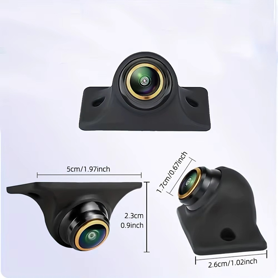 Bileeko Fisheye-Rückfahrkamera in Schwarz mit 1080P Full HD AHD/CVBS, Weitwinkelobjektiv und Einparkhilfelinien für Front-, Seiten- oder Rückansicht - Bild 2