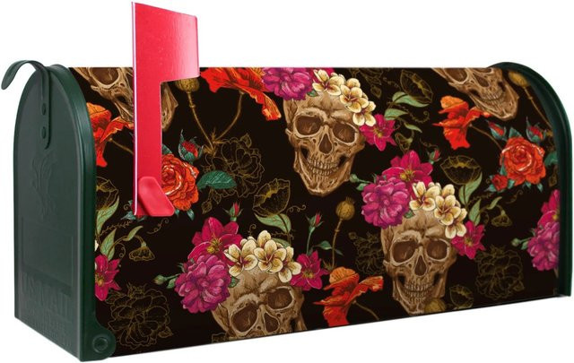 Banjado Amerikanischer Briefkasten Los Dias De Muertos in Grün aus pulverbeschichtetem Stahl, B/T/H: 48 x 22 x 16 cm - Bild 1