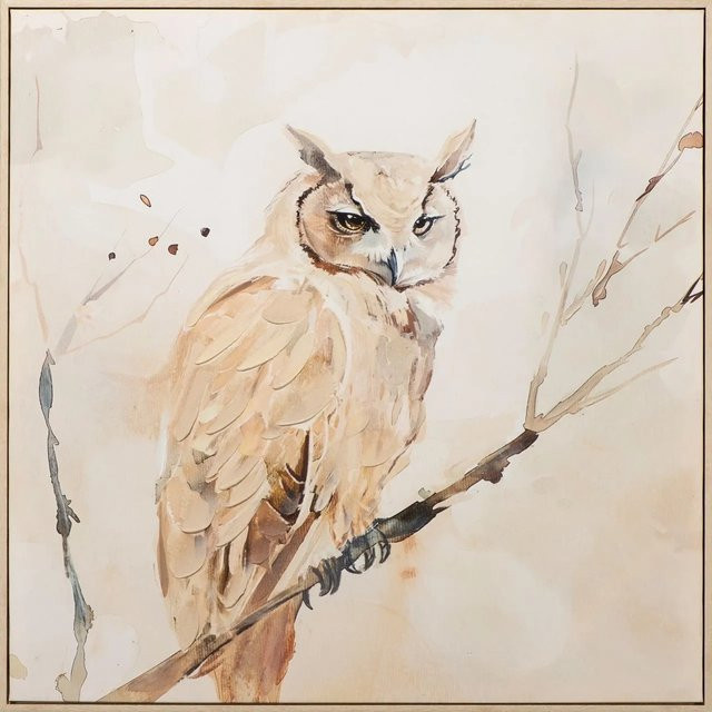Art Universe Leinwandbild Natural Owl in Beige, Motiv Eule, quadratisch, B/T/H: 80 x 80 x 80 cm - Bild 1