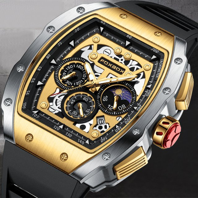 LIGE Armbanduhr Quarz, Silber, Eckig, Herren - Bild 1
