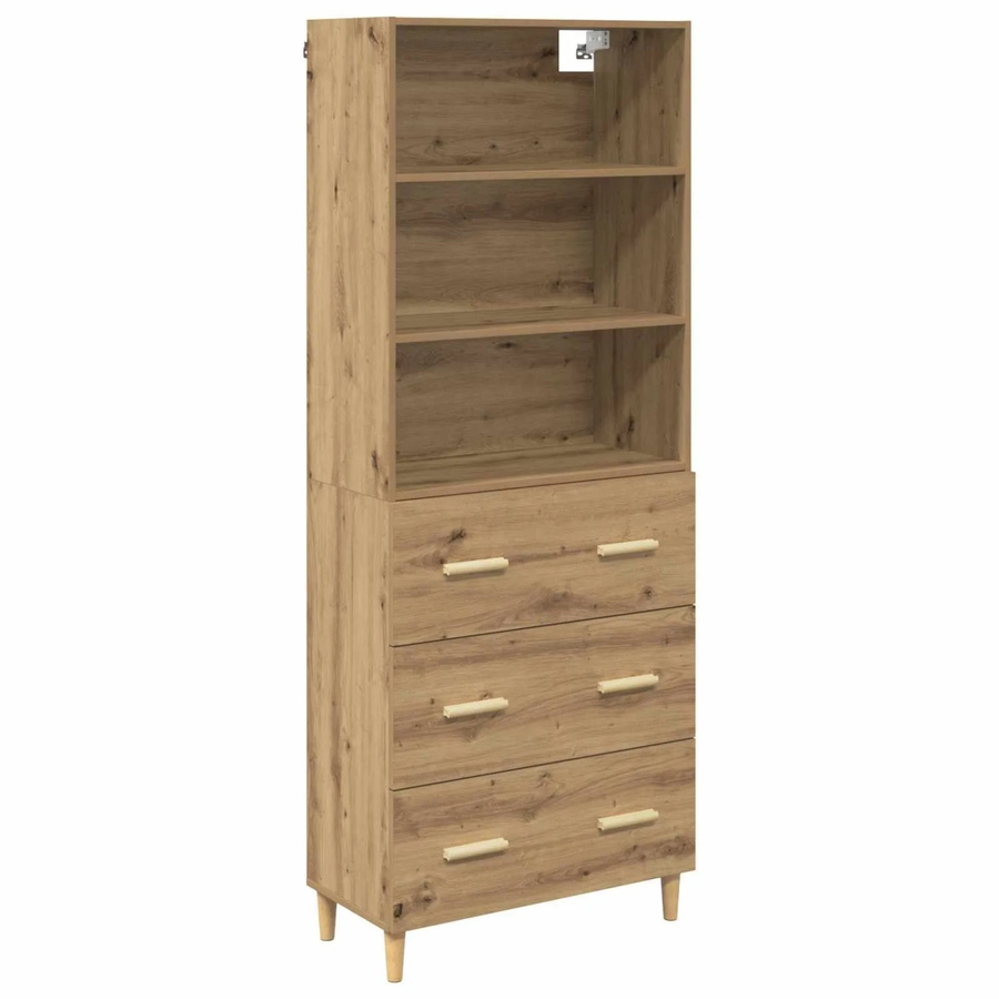 vidaXL Highboard Artisan-Eiche in Braun mit Schubladen und Regalen, B/T/H: 69,5 x 32,5 x 180 cm - Bild 2