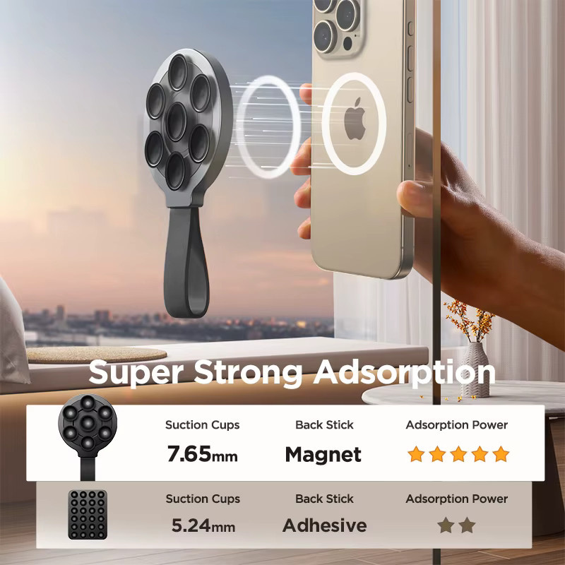 Joyroom Magnetische Saugnapf-Telefonhalterung aus Silikon für iPhone 15 Pro, freihändiger Griffständer für Dusche und Spiegel, erhältlich in Weiß, Orange und Schwarz - Bild 2