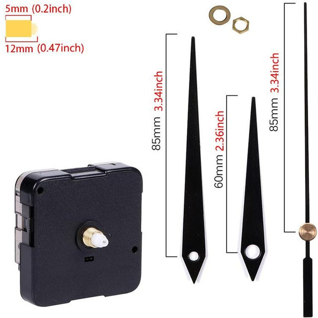 Creative Adorn Leises Quarzwerk Set für Wand- und Tischuhren mit langen Zeigern aus Kunststoff zur DIY-Uhrenreparatur - Bild 1